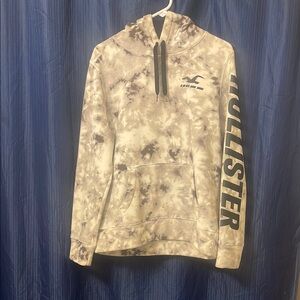 Hollister Men's Tie-Dye Hoodie - Black and Cream